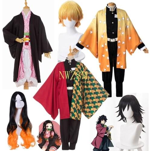 Kimetsu no Yaiba Cosplay Kamado Tanjirou Agatsuma Zenitsu Tomioka Giyuu Nezuko Kimono Anime Demon Slayer Uniform Cosplay Costume