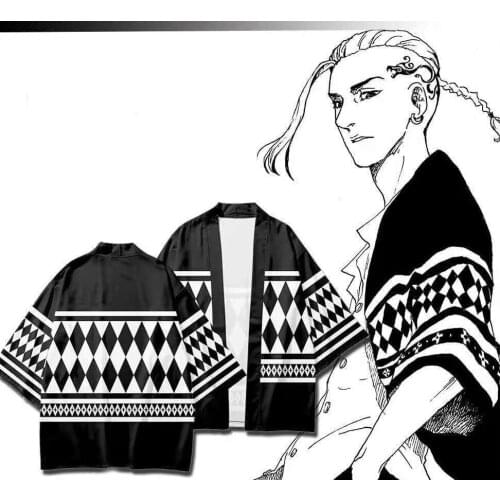 3D Tokyo Revengers Kimono Men Women Hanagaki Takemichi Ken Ryuguji Anime T-Shirt Summer Black and White Pattern Cosplay Outfit