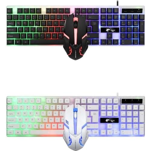 NEW 104 Key Mechanical Keyboard USB Wired LED Backlit Axis Gaming RGB/ Mix Feel Backlit Keyboard Mouse Set For Tablet Desktop