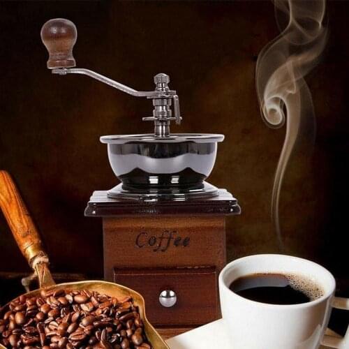 Coffee Bean Grinder Wooden Manual Coffee Grinder Hand Stainless Steel Retro Coffee Spice mini Burr Mill With Ceramic Millston
