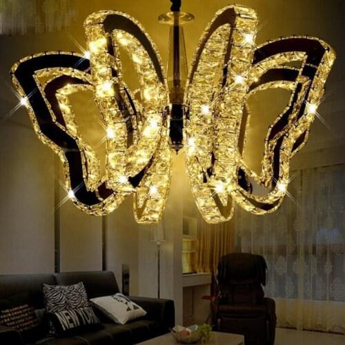 Creative Bar Chandelier Butterfly Shape New Crystal Candle Chandelier Villa Duplex Floor Restaurant Large Chandelier Living Room