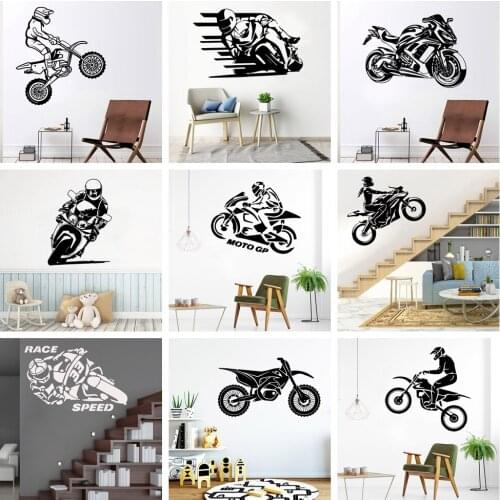 Creative Motocycle and Motor Wall Art Decal Decor Fashion Stickers For Living Room Vinyl Wallpaper Home Decor Kids Decals Mural