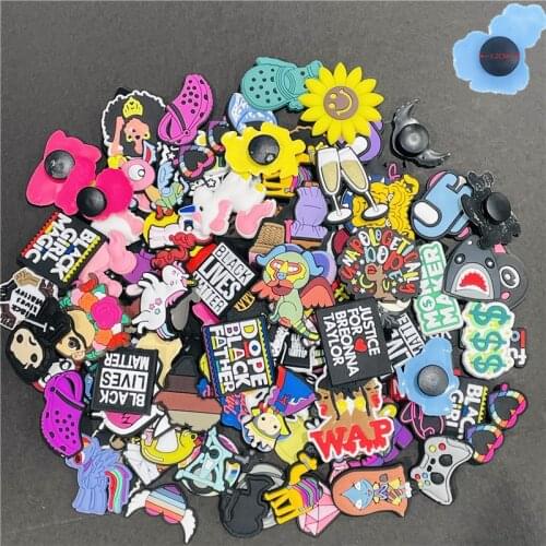 Hot Sale Random Different sets Cartoon Anime skull Garden Shoes Accessories PVC Shoe Decorations For Croc Jibz Charm Kids Gift