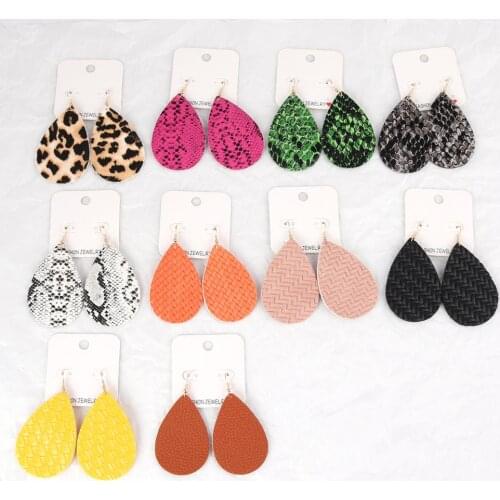 Fashion PU Leather Leopard Print Dangle Earrings Snakeskin Earrings Women Jewelry