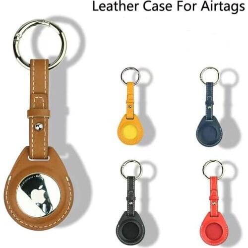 Fashionl uxurious Shockproof Protective Case For Apple AirTag Leather Hangable Key Ring Luggage Tag Bag Charm Loop