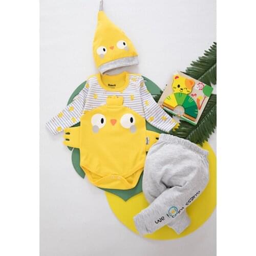 Male Baby Suit Snaps The Zibin Hat Pants Newborn Clothes Long Sleeve Printed Cotton Clothes set 3 Piece spring 2021