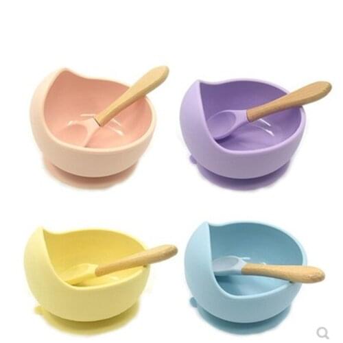 Baby Silicone Tableware Strong Sucker Children Bowl Spoon Set Children Sucker Bowl Baby Food Bowl