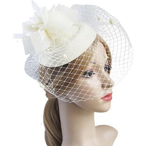 New fashion sexy female hat beauty cocktail party party hat church headdress winter embroidery veil wedding bridal hat