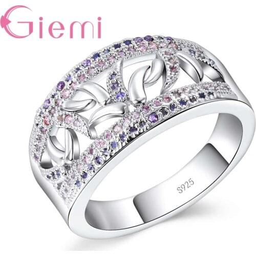 New Stylish Women Wide Hollow Ring Clear Cubic Zircon Jewelry Silver Color Wedding & Engagement Jewelry Gift Hot Sale