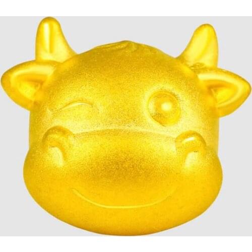 New Pure 24K Yellow Gold Bracelet 3D Smiling face Cattle Red String Bracelet