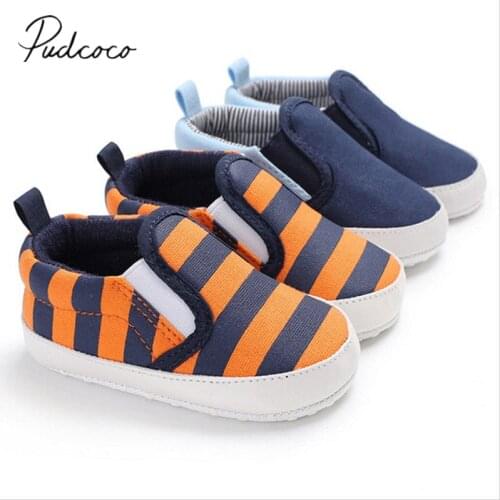 2018 Brand New Toddler Infant Baby Shoes Newborn Boys Girls Soft Soled Casual Crib Shoes Prewalker Striped Patchwork Shoes 0-18M