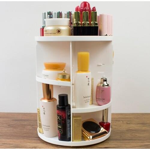 360-Degree Rotating Makeup Organizer Storage Box Case Cosmetics Jewelry Holder Case Jewelry Makeup Cosmetic Storage Box