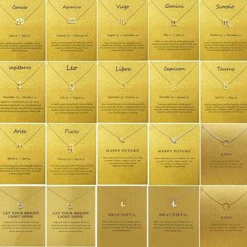Men Women 12 Horoscope Zodiac Sign Gold Silver Color Pendant Necklace Aries Leo 12 Constellations Jewelry Choker Kids Girl Gift