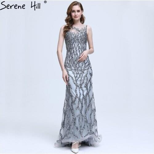 Sexy Sheer Backless Mermaid Evening Dresses 2020 New Crystal Beaded Sequins Formal Dress Party Serene Hill BLA6399