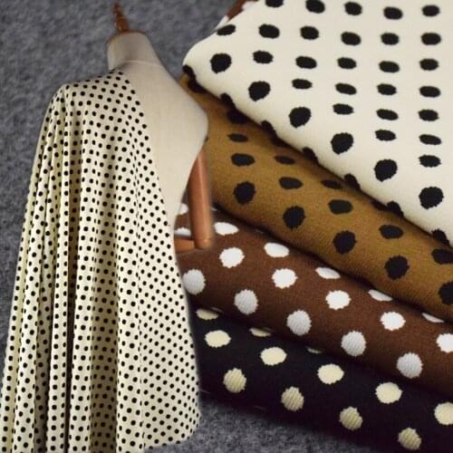 Half Meter Irregular Little Round Dot Print Elastic Twill Fabric For Autumn Winter Dress Trousers Overcoat Material T1721