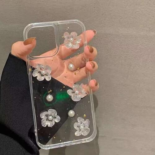 3D Flower Transparent Case for iPhone 12 Pro Max Back Phone Cover for 12 11 Pro Max X XS XR 8 7 Plus SE 2020