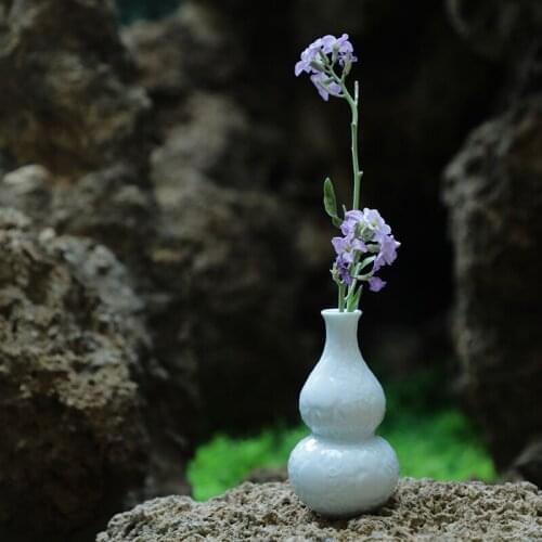 Five blessings and ten luxuries blue and white glaze flower arrangement Chinese style small vase household ornaments