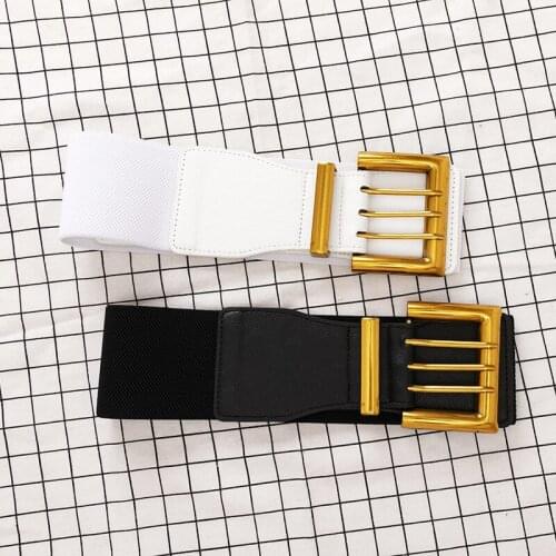 Wide belt with three breasted button gas eye ladies waist seal black and white womens sweater jacket stretch belt with dress