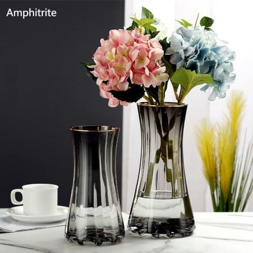 Nordic Line Of Creative Gold Simplicity Vase Of Glass Flower Pots House Home Decoration Modern Dried Flowers Bottle Bar Garden