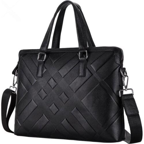 Famous Brand New Design Mens Genuine Leather Briefcase Satchel Bags For Men Business Fashion Soft Cowhide Shoulder Laptop Bag