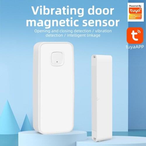 Tuya Zigbee Smart Shock Sensor Vibrating Door Magnetic Sensor 2IN1 Smart Home APP Real-time Monitor Work With Zigbee3.0 Hub