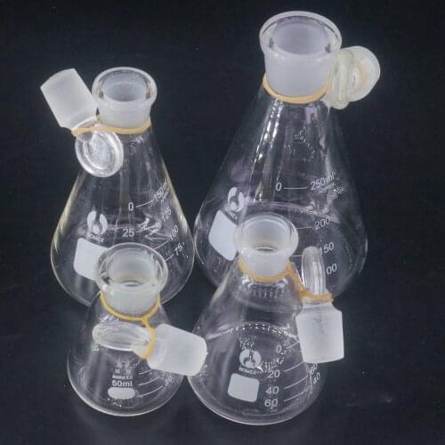 Laboratory Triangle Glass Erlenmeyer Flask 50-1000ml Glass Conical Flask With Cap