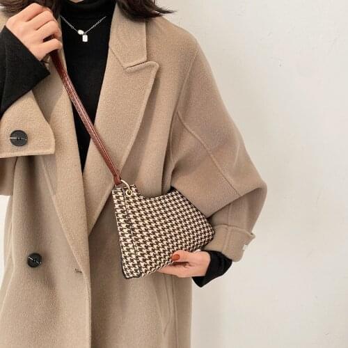 Retro Plaid Small Shoulder Bags For Women 2021 Soft Pu Leather Crossbody Bag Female Underarm Bag Wild Tote Bags Phone Purses