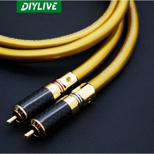 DIYLIV High end 2RCA male to male audio cable with carbon fiber RCA plug connector 3m 5m