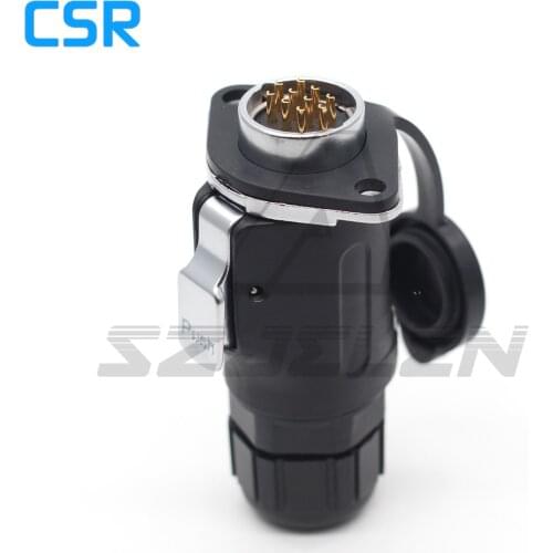 XHP20 10pin Waterproof connector plug and socket, M20 flange panel mounting round connector IP65