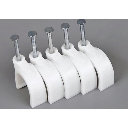 100pcs 5mm Round Steel Nail Cable Wire Wall Hanging Screw Clips Cable Clip For RG59 RG6 White High Quality Low Price Favorable