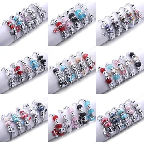 New Stainless Steel Charm Women Bracelet Silver Color Love Crystal Bead Female Cuff Bracelets & Bangles Jewelry Valentines Gift