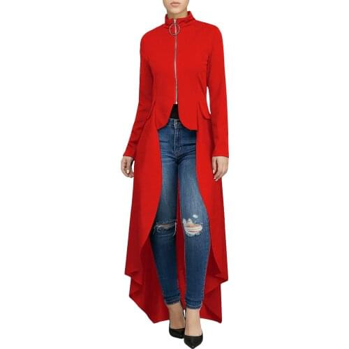 New Spring Clothing High Street Long Sleeve Stand Neck Long Dress Women Zipper Cardigan Loose Irregular Dress Elegant Green Red