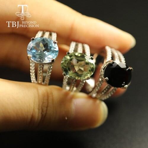 5.5ct natural Topaz Ring oval cut 10*12mm black garnet ring ,green amethyst Ring solid 925 stering silver fine jewelry for women