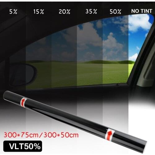 0.5x1.5m VLT 50% Auto Window Tint Film Charcoal Solar Film Car Glass Insulation Film Non-reflective Dyed Film