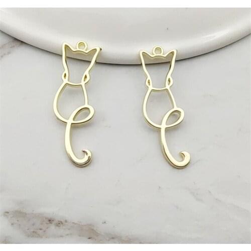 10pcs/lot New Creative Metal Cute Cat Charms Connectors for Diy Fashion Earrings Keychain Necklace Pendant Jewelry Accessories