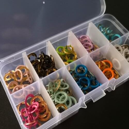 100 Sets 11mm 10 Colors Painted Metal Prong Ring Buttons Press Studs Sewing Craft + 1free box