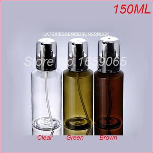 150G PET plastic Spray pump bottle Lotion Bottle black cap bottle cosmetic container Cosmetic Packaging 3 colors