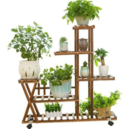 5 Tiers Wooden Flower Rack Plant Stand Multi Flower Stand Shelves Bonsai Display Shelf Yard Garden Patio Balcony Flower Stands