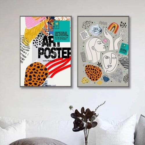 Abstract Fashion Multicolored Geometric Line Canvas Painting Poster and Print Modern Wall Art Picture Living Room Home Decor