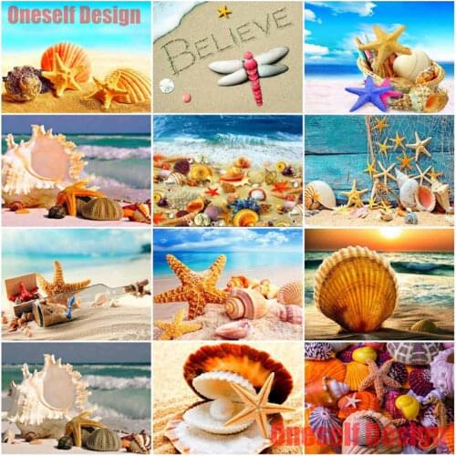5d diamond painting full set Coastal shell diy diamond mosaic sale Coastal shel diamond embroidery christmas decoration for home