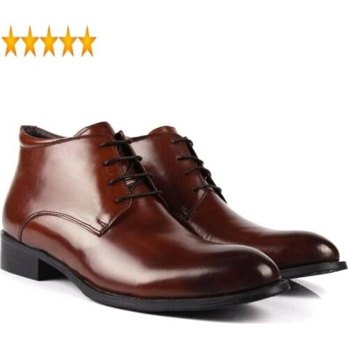 Warm Lining Men Winter Wool Boots Lace Up Office Work Safety Shoes Botas Top Quality New Genuine Leather Business Man Footwear