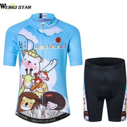 WEIMOSTAR Kid Cycling Jersey Childrens Cycling Clothing Boy Girl Breathable Quick Dry Sportswear Bike Bicycle Jersey Short Sets