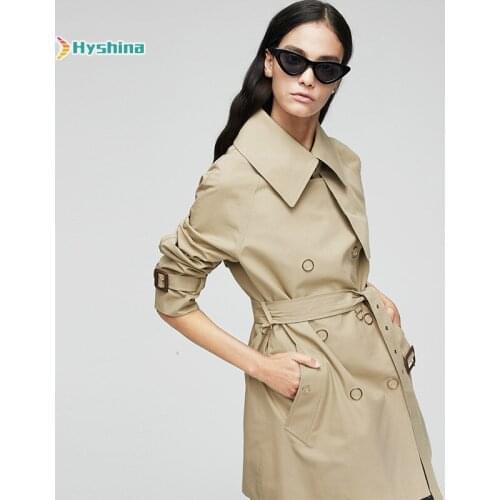 Womens Trench Coat New Leisure Double Breasted Original Design Chameleon S-XL Large Size Coat