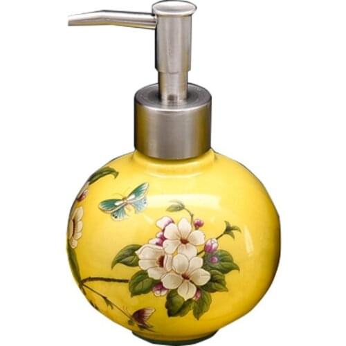 Liquid Soap Dispenser Ceramic Bathroom Shampoo Shower Gel Bottle 304 SUS Press Type Head For KTV Beauty Salon Bath Hardware