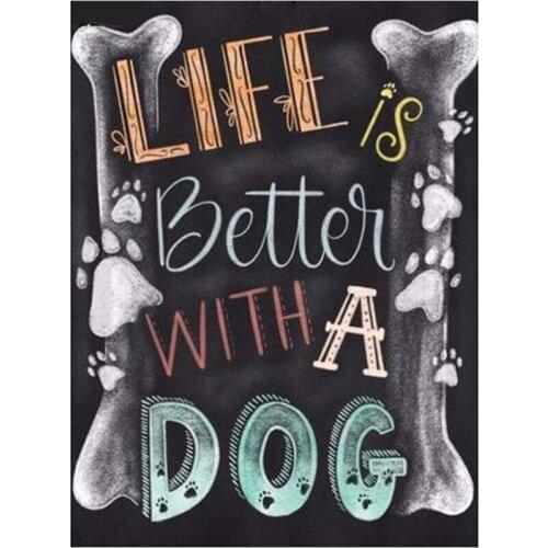 Full Square / Round Drill 5D DIY Diamond Painting "dog blackboard" 3D Embroidery Rhinestone Cross Stitch Mosaic Home Decor L274