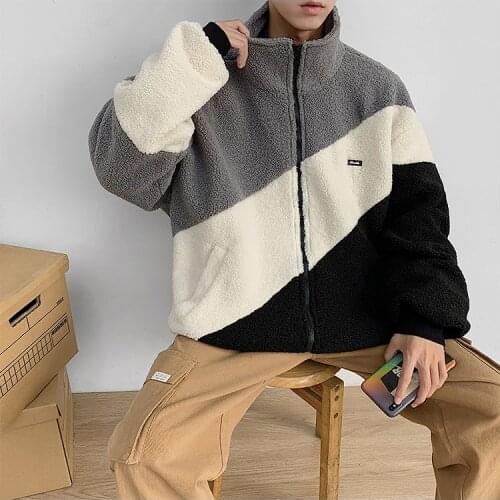 Jacket Windbreaker Men Harajuku Patchwork Wool Winter Jackets Coats 2021 Mens Thick Streetwear Overcoat Male Hip Hop