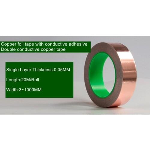 3 Rolls Width 35mm x 20m,Copper foil tape with conductive adhesive Double-guided copper tape,Shielding tape,Heat-resistant