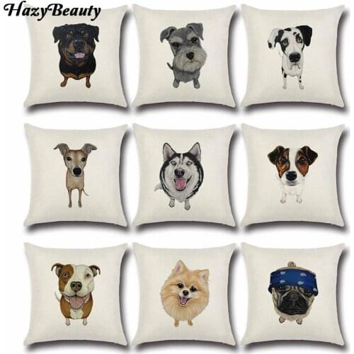 HazyBeauty 45cm*45cm Pet Dog Pattern Zoom Style Linen/Linen Pillow Covers Sofa Pillow Case Dog Cushion Cover Cecorative Pillows