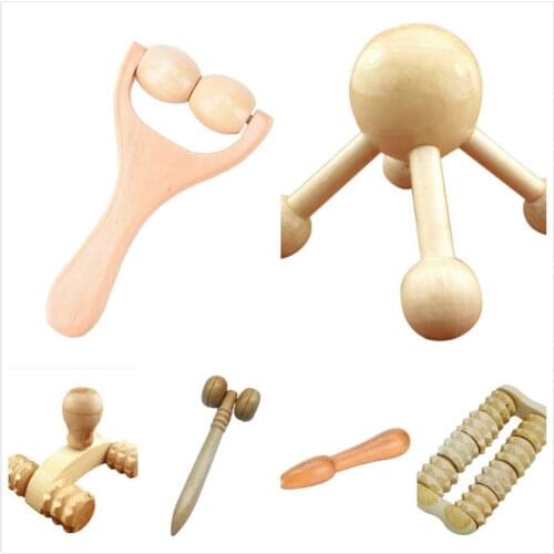 5styles Wood Full-body Four Wheels Wooden Car Roller Relaxing Hand Massage Tool Reflexology Face Hand Foot Body Therapy