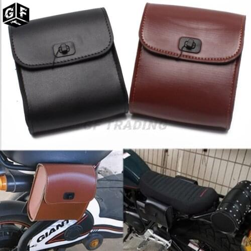 1pcs Motorcycle Black/Brown Mini PU Leather Handlebar Sissy Bar Saddlebag Tool bag Side Bag Universal For Honda Yamaha Suzuki